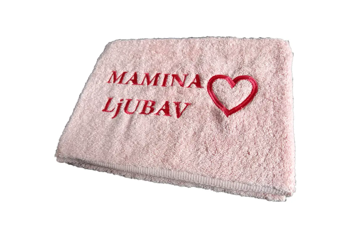 Vezeni peškir Mamina ljubav - latinica 30x50